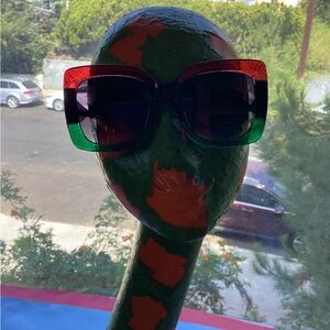 NWOT Green black red glitter sunglasses